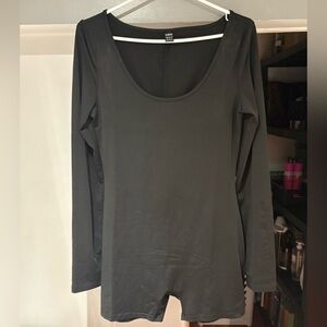 SHEIN Black Scoop Neck Long Sleeve Bodysuit